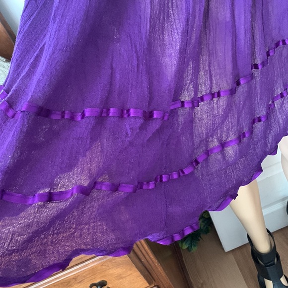 Purple Gauze sleeveless boho tunic mini dress babydoll top L - Picture 8 of 13